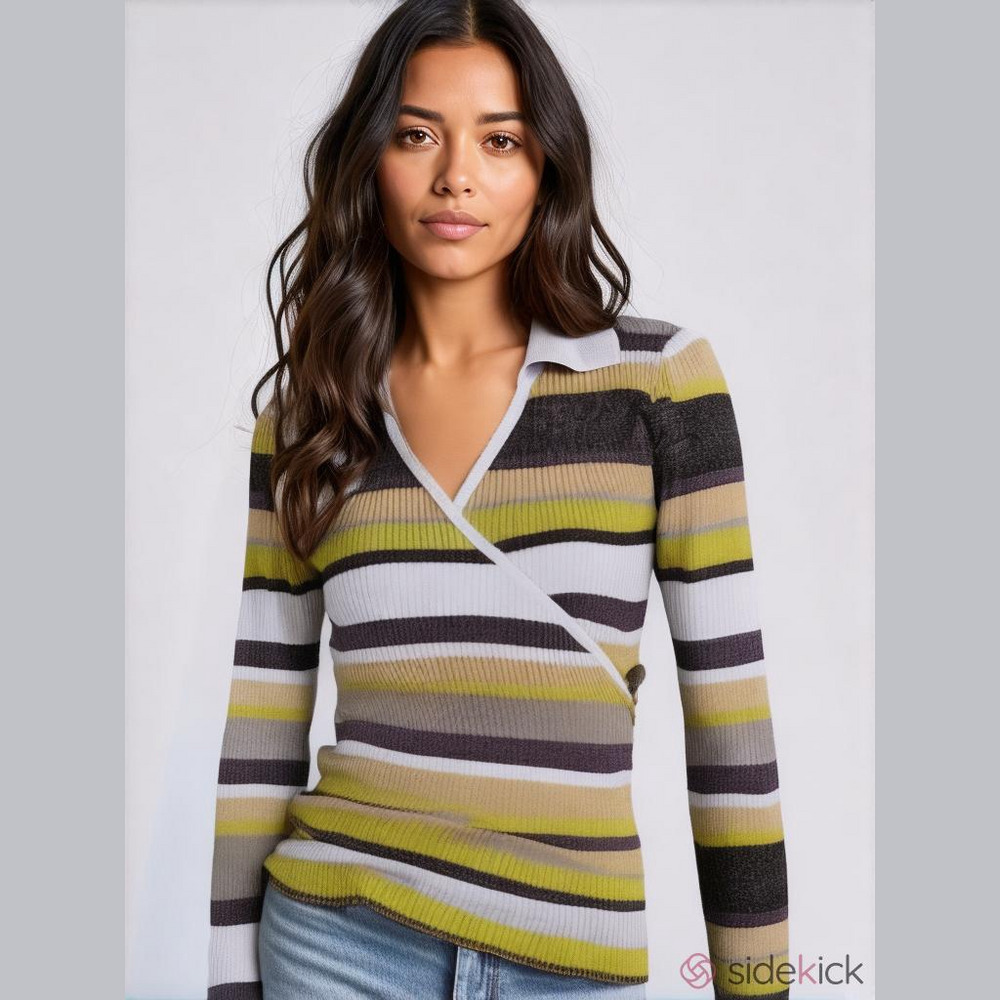 NWT Chaser Multicolor Striped V-Neck Sweater